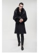 Black Gothic Vintage Button Decoration Removable Fur Collar Male Coat