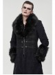 Black Gothic Vintage Button Decoration Removable Fur Collar Male Coat