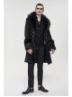 Black Gothic Vintage Button Decoration Removable Fur Collar Male Coat