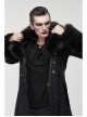Black Gothic Vintage Button Decoration Removable Fur Collar Male Coat