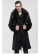 Black Gothic Vintage Button Decoration Removable Fur Collar Male Coat