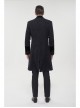 Black Gothic Vintage Button Decoration Removable Fur Collar Male Coat