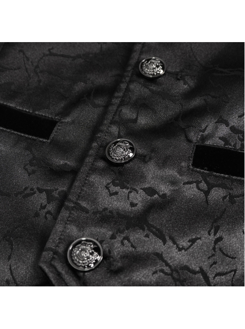 Black Bright Pattern Printed Decoration Gothic Male Tailcoat