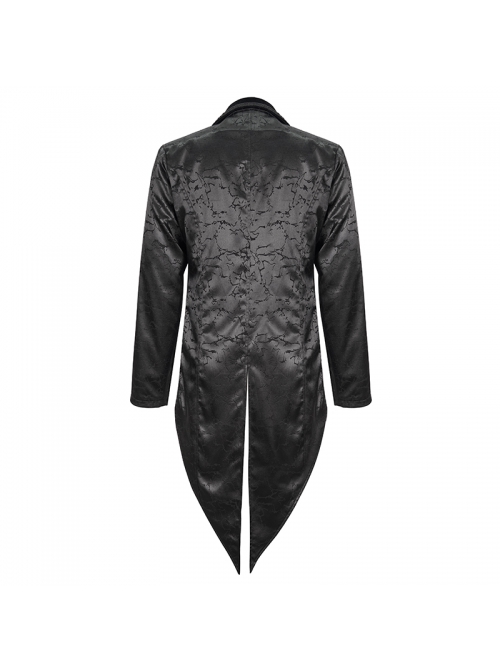 Black Bright Pattern Printed Decoration Gothic Male Tailcoat