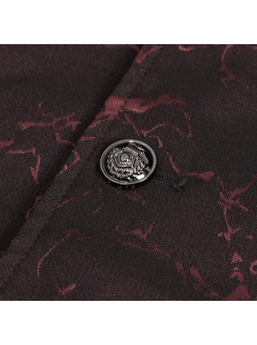 Bright Pattern Printed Decoration Gothic Wine Red Male Tailcoat