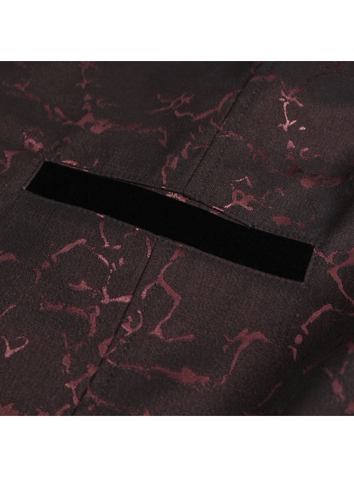 Bright Pattern Printed Decoration Gothic Wine Red Male Tailcoat