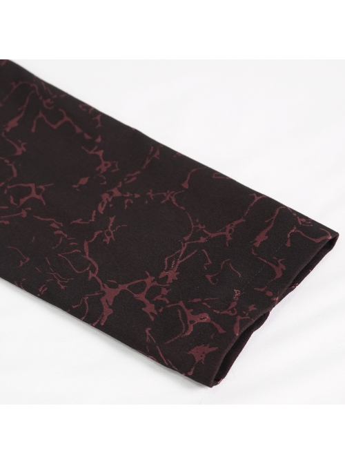 Bright Pattern Printed Decoration Gothic Wine Red Male Tailcoat