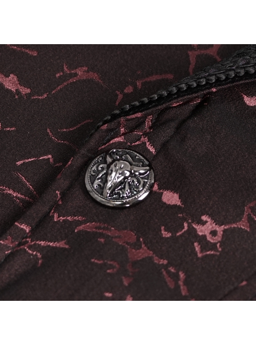 Bright Pattern Printed Decoration Gothic Wine Red Male Tailcoat
