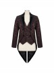 Bright Pattern Printed Decoration Gothic Wine Red Male Tailcoat