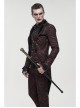 Bright Pattern Printed Decoration Gothic Wine Red Male Tailcoat