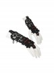 Gothic Drawstring Straps Lace Flower-Shaped Black Sleeves With Diamonds