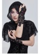 Gothic Drawstring Straps Lace Flower-Shaped Black Sleeves With Diamonds