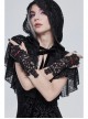 Gothic Drawstring Straps Lace Flower-Shaped Black Sleeves With Diamonds