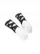 Metal Buttonhole Decoration Cross Straps Punk Fine-Stranded Cortex Black Gloves