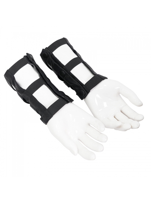 Metal Buttonhole Decoration Cross Straps Punk Fine-Stranded Cortex Black Gloves