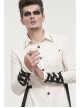 Metal Buttonhole Decoration Cross Straps Punk Fine-Stranded Cortex Black Gloves