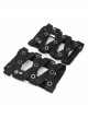 Metal Buttonhole Decoration Cross Straps Punk Fine-Stranded Cortex Black Gloves