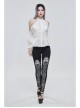 White Printed Decoration Black Tie-Rope Gothic Elasticity Leggings
