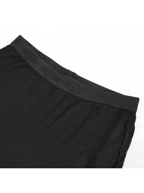 White Printed Decoration Black Tie-Rope Gothic Elasticity Leggings