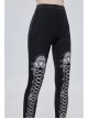 White Printed Decoration Black Tie-Rope Gothic Elasticity Leggings
