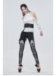 White Printed Decoration Black Tie-Rope Gothic Elasticity Leggings