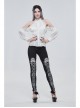 White Printed Decoration Black Tie-Rope Gothic Elasticity Leggings