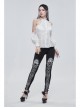 White Printed Decoration Black Tie-Rope Gothic Elasticity Leggings