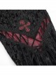 Black Gothic Striped Flocking V-Shaped Cross Lace Stitching Flared Pants