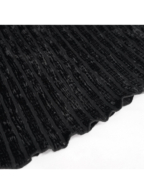 Black Gothic Striped Flocking V-Shaped Cross Lace Stitching Flared Pants