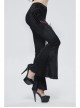 Black Gothic Striped Flocking V-Shaped Cross Lace Stitching Flared Pants