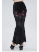 Black Gothic Striped Flocking V-Shaped Cross Lace Stitching Flared Pants