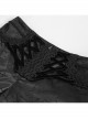 Glossy Pattern Drawstring Lace Decoration Black Gothic Slim Men Pants