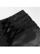 Glossy Pattern Drawstring Lace Decoration Black Gothic Slim Men Pants