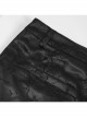 Glossy Pattern Drawstring Lace Decoration Black Gothic Slim Men Pants