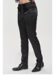 Glossy Pattern Drawstring Lace Decoration Black Gothic Slim Men Pants
