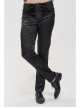 Glossy Pattern Drawstring Lace Decoration Black Gothic Slim Men Pants