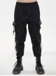 Fine Twill Two-Wear Metal Buckle Chain Decoration Black Punk Male Pants