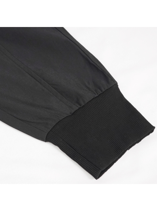 Fine Twill Two-Wear Metal Buckle Chain Decoration Black Punk Male Pants
