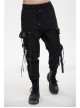 Fine Twill Two-Wear Metal Buckle Chain Decoration Black Punk Male Pants