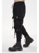 Fine Twill Two-Wear Metal Buckle Chain Decoration Black Punk Male Pants