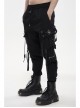 Fine Twill Two-Wear Metal Buckle Chain Decoration Black Punk Male Pants