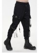 Fine Twill Two-Wear Metal Buckle Chain Decoration Black Punk Male Pants