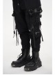 Fine Twill Two-Wear Metal Buckle Chain Decoration Black Punk Male Pants
