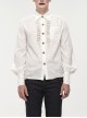 Gothic Metal Pattern Buckle Long Sleeve Pleated Lace Lantern Shape Printing Pattern Male Shirt