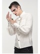 Gothic Metal Pattern Buckle Long Sleeve Pleated Lace Lantern Shape Printing Pattern Male Shirt