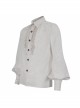 Gothic Metal Pattern Buckle Long Sleeve Pleated Lace Lantern Shape Printing Pattern Male Shirt
