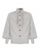 Gothic Metal Pattern Buckle Long Sleeve Pleated Lace Lantern Shape Printing Pattern Male Shirt