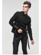 Black Punk Nylon Strap Metal Buckle Decoration Long Sleeve Elasticity Thick Shirt