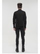 Black Punk Nylon Strap Metal Buckle Decoration Long Sleeve Elasticity Thick Shirt