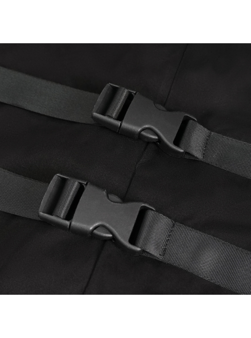 Black Punk Nylon Strap Metal Buckle Decoration Long Sleeve Elasticity Thick Shirt